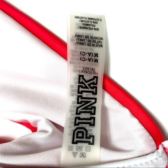 Victoria Secret Pink Beach Squad Logo Swim Bikini Top in Red - Picture 4 of 9